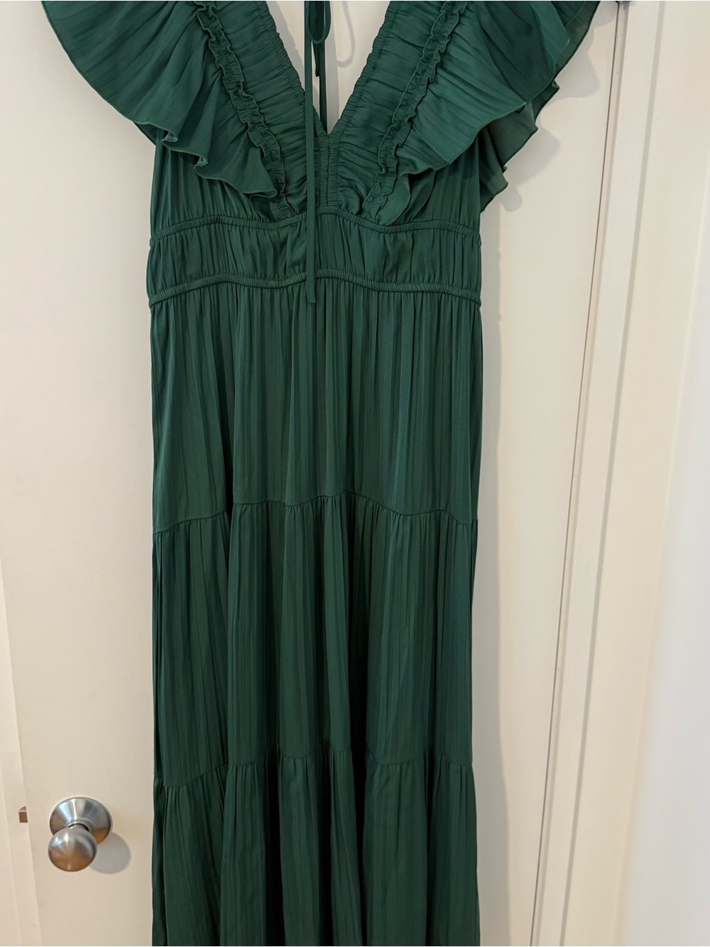 Anthropologie Ruffled Tiered Midi Dress in Dark Olive, Size Medium - Picture 3 of 6